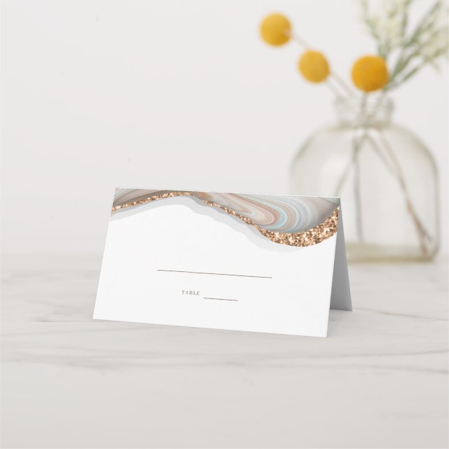 Agate Marble Stone Wedding Place Card (Front)