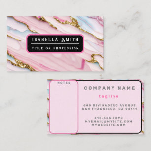 Agate Marble Trendy Blue Pink Gold Collection Business Card