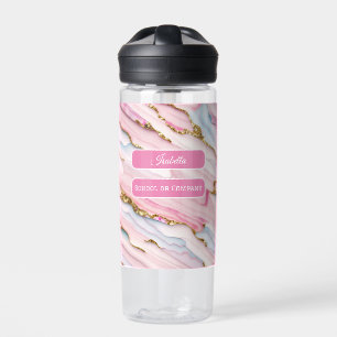 Agate Marble Trendy Blue Pink Gold Collection Water Bottle