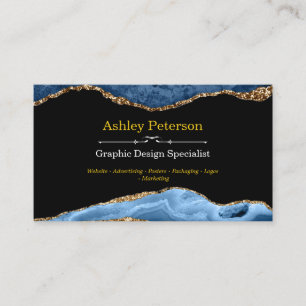 Agate Navy and Gold Faux Glitter Business Card