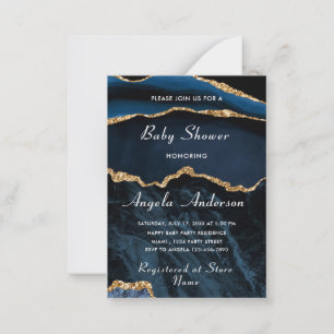 Agate Navy Blue Glitter Baby Boy Shower Invitation
