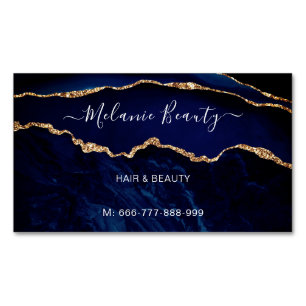 Agate Navy Blue Gold Beauty Magnet Business Card