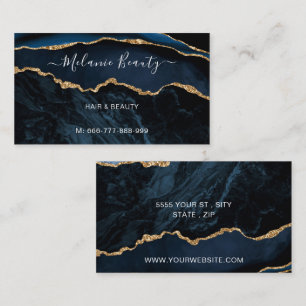 Agate Navy Blue Gold Modern Your Business Card