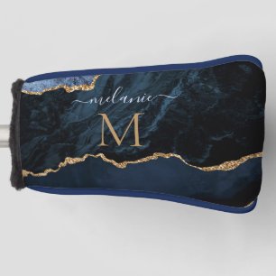Agate Navy Blue Gold Name Letter Golf Head Cover