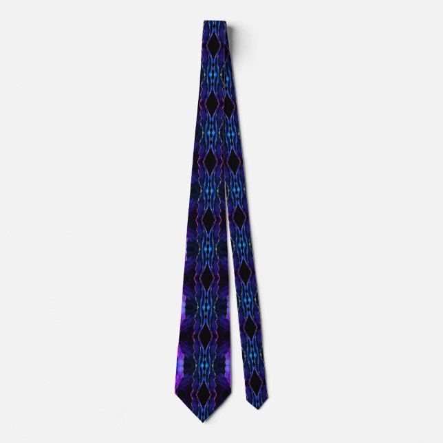 Agate Navy Blue Purple Gold Marble Neck Tie (Front)