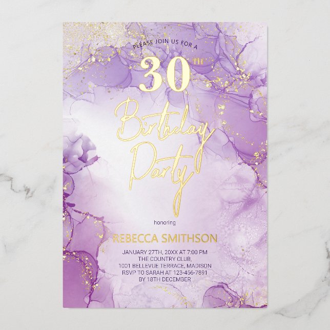 Agate Navy Purple and Gold 30th Birthday (Front)
