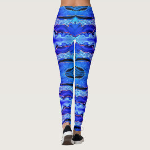 Agate Neon Blue Gold Glitter Marble Leggings