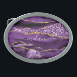 Agate Purple Gold Belt Buckle with Custom Name<br><div class="desc">Personalised Custom Name Belt Buckle with Agate Purple Violet Gold Glitter Geode Marble Belt Buckles - Your Birthday - Anniversary or Wedding Gift / Suppliest - Add Your Name - Text or Remove - Make Your Special Gift - Resize and move or remove and add text / elements with Customisation...</div>