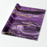 Agate Purple Gold Custom Name Gift Wrapping Paper<br><div class="desc">Wrapping Paper with Agate Purple Violet Gold Glitter Geode Custom Name Sparkle Marble Personalised Birthday - Anniversary or Wedding Gift / Suppliest - Add Your Name - Text or Remove - Make Your Special Gift - Resize and move or remove and add text / elements with Customisation tool. Choose font...</div>