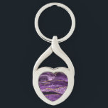 Agate Purple Gold Custom Name Keychain Gift<br><div class="desc">Keychains with Agate Purple Violet Gold Glitter Geode Custom Name Sparkle Marble Personalised Birthday - Anniversary or Wedding Gift / Suppliest - Add Your Name - Text or Remove - Make Your Special Gift - Resize and move or remove and add text / elements with customisation tool. Design by MIGNED....</div>