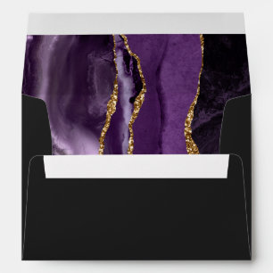 Agate Purple Gold Dark Script Wedding Envelope