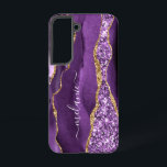Agate Purple Gold Glitter Marble Custom Name Samsung Galaxy Case<br><div class="desc">Agate Purple Violet Gold Glitter Geode Custom Name Sparkle Marble Personalised Birthday - Anniversary or Wedding Gift / Suppliest - Add Your Name - Text or Remove - Make Your Special Gift - Resize and move or remove and add text / elements with customisation tool. Design by MIGNED. Please see...</div>