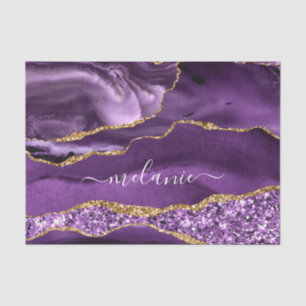 Agate Purple Gold Glitter Tissue Paper Your Name