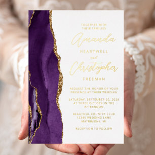 Agate Purple Gold Script Wedding