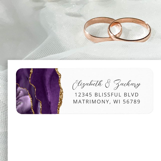 Agate Purple Gold Wedding Return Address (Creator Uploaded)