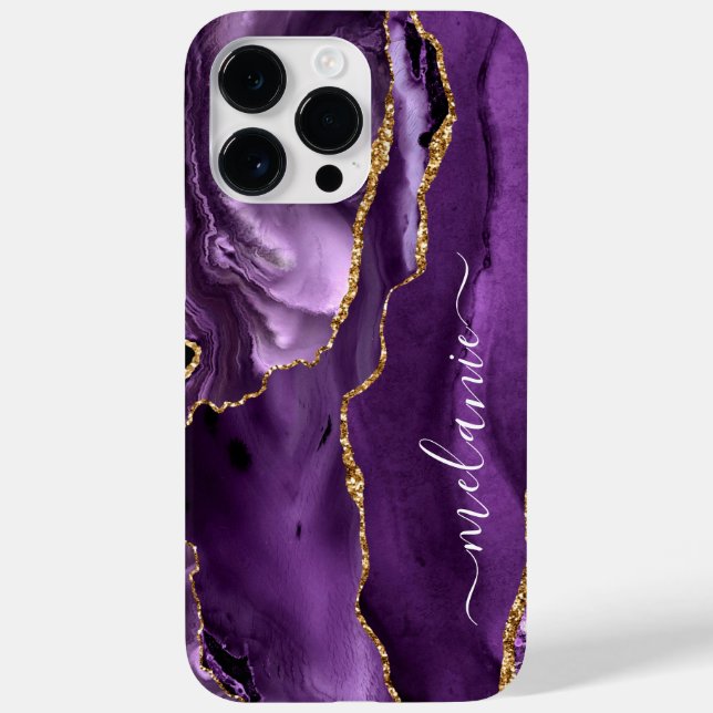 Agate Purple Gold Your Name iPhone Case Gift (Back)