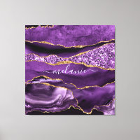 Agate Purple Violet Gold Glitter Geode Custom Name