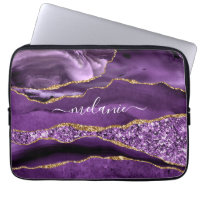 Agate Purple Violet Gold Glitter Geode Custom Name