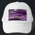 Agate Purple Violet Gold Glitter Geode Custom Name Trucker Hat<br><div class="desc">Agate Purple Violet Gold Glitter Geode Custom Name Sparkle Marble Personalised Birthday - Anniversary or Wedding Gift / Suppliest - Add Your Name - Text or Remove - Make Your Special Gift - Resize and move or remove and add text / elements with customisation tool. Design by MIGNED. Please see...</div>