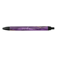 Agate Purple Violet Gold Glitter Your Name Pen