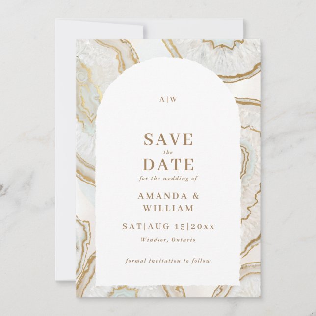 Agate Quartz Background Photo Wedding  Save The Date (Front)