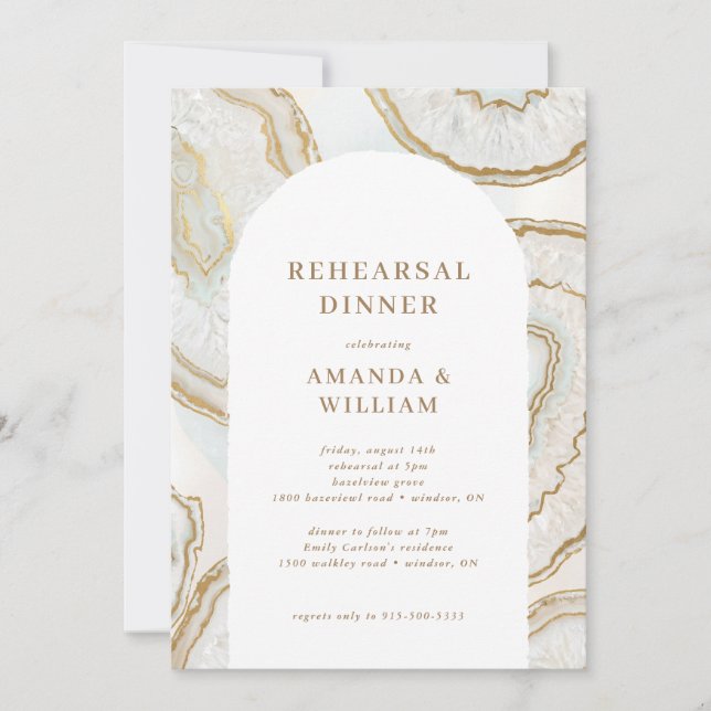 Agate Quartz Background Rehearsal Dinner Invitation (Front)