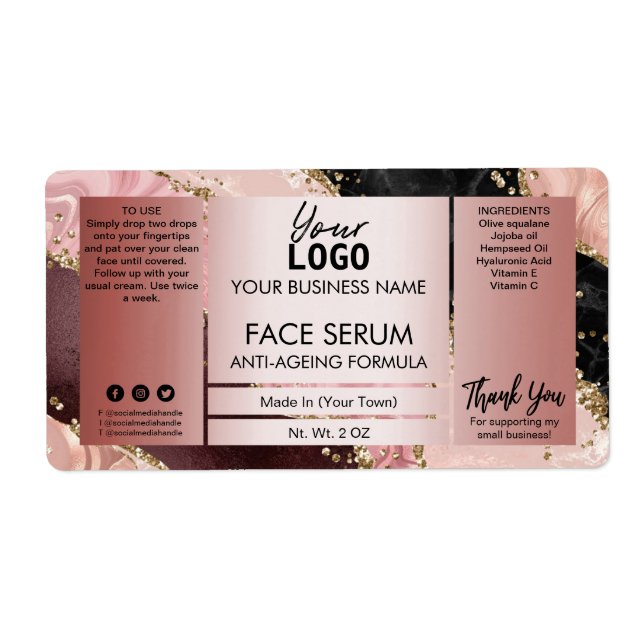 Agate Rose Gold With Glitter Face Hair Oil Serum (Front)