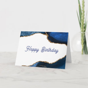 Agate Sapphire with Gold Veins Birthday Card