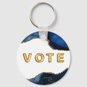Agate Sapphire with Gold Veins Vote Key Ring