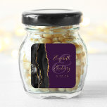Agate Script Black Gold Deep Purple Wedding Square Sticker<br><div class="desc">This elegant modern wedding sticker features a black watercolor agate geode design trimmed with faux gold glitter. Easily customise the gold-coloured text on a deep purple background,  with the couple's names in handwriting calligraphy over a large ampersand.</div>