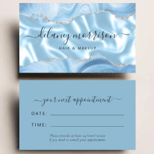 Agate Silk Blue Luxury Stylist Appointment Business Card