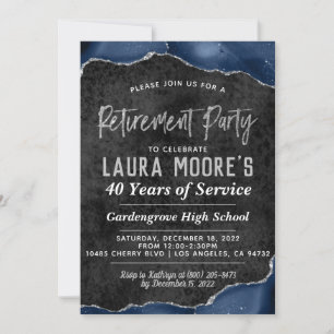 Agate Silver Vein Retirement Party Invitation