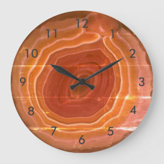 Agate slice orange stone clock with numbers.