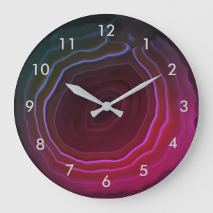 Agate slice pink stone clock with numbers.