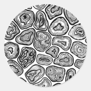 Agate slices in black and white classic round sticker