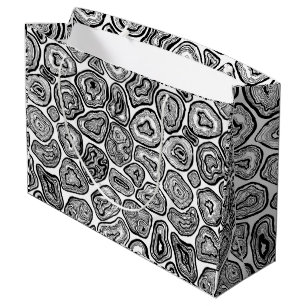 Agate slices in black and white large gift bag
