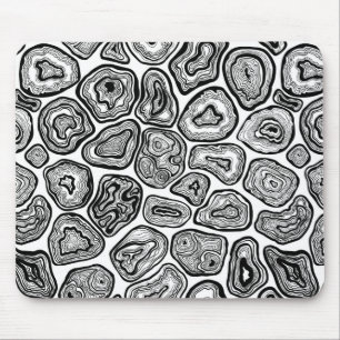 Agate slices in black and white mouse pad