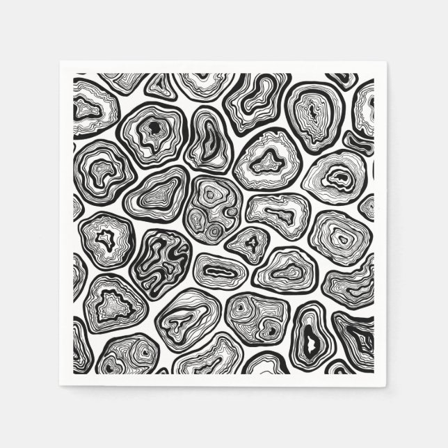 Agate slices in black and white napkin (Front)