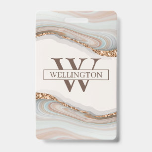 Agate Stone Marble Badge ID Badge