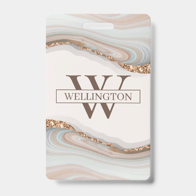 Agate Stone Marble Badge ID Badge (Front)