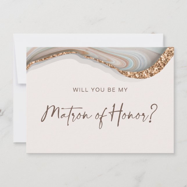 Agate Stone Marble Matron of Honour Card (Front)