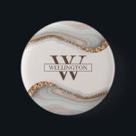Agate Stone Marble Monogram Name Badge<br><div class="desc">Designed to coordinate with our Natural Marble Agate Collection,  this badge features a simple monogram with name on gorgeous marble agate texture. For more advanced customisation of this design,  e.g. changing layout,  font or text size please click the "CUSTOMIZE" button above. Please contact me for any questions!</div>