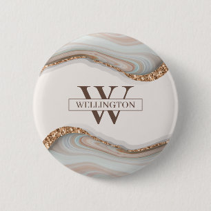 Agate Stone Marble Monogram Name Badge