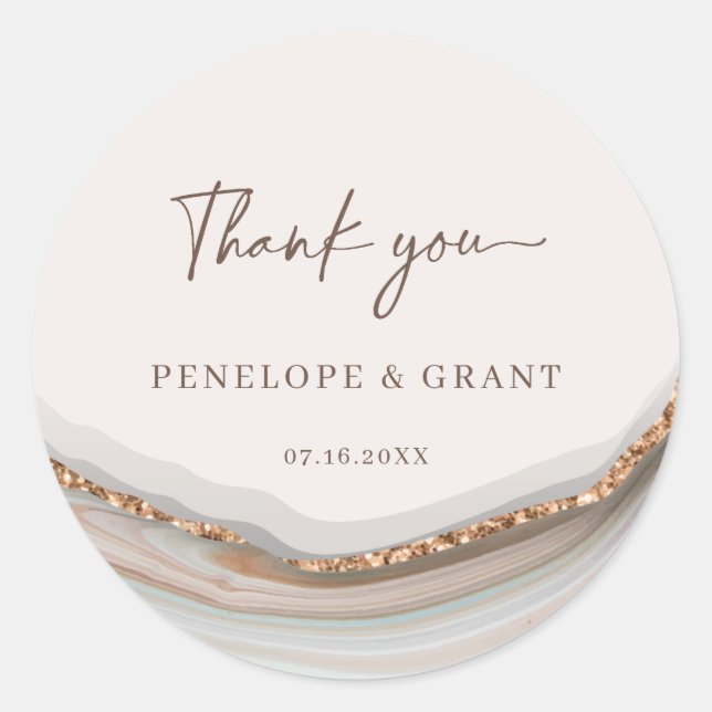 Agate Stone Marble Thank you Classic Round Sticker (Front)