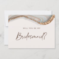 Agate Stone Marble Will You Be My Bridesmaid Card