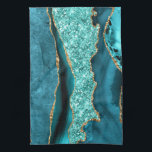 Agate Teal Blue Gold Aqua Turquoise Kitchen Towel<br><div class="desc">Kitchen Towels with Agate Teal Blue Gold Glitter Marble Aqua Turquoise Geode Customisable Gift - or Add Your Name / Text - Make Your Special Gift ! Resize and move or remove / add text / elements with Customisation tool ! Design by MIGNED ! Please see my other projects /...</div>