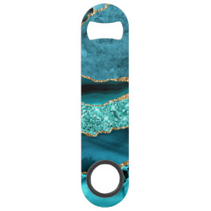 Agate Teal Blue Gold Glitter Marble Aqua Turquoise