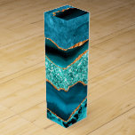 Agate Teal Blue Gold  Marble Turquoise Wine Box<br><div class="desc">Wine Boxes with Agate Teal Blue Gold Glitter Marble Aqua Turquoise Geode Customisable Gift - or Add Your Name / Text - Make Your Special Gift ! Resize and move or remove / add text / elements with Customisation tool ! Design by MIGNED ! Please see my other projects /...</div>