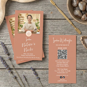 Agate Terracotta Photo Nail Artist Tech Logo QR Business Card