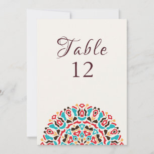 Agate Turquoise Mandala Wedding Table Number
